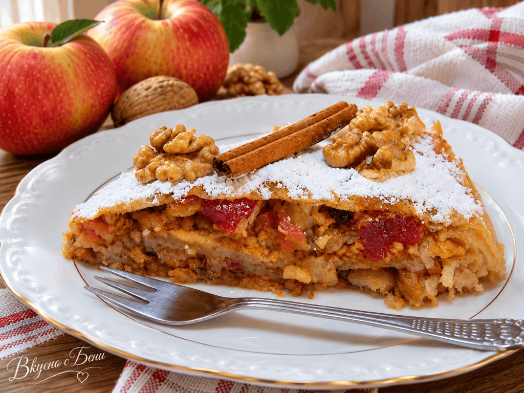 Лесен щрудел с ябълки, локум и орехи 🍎