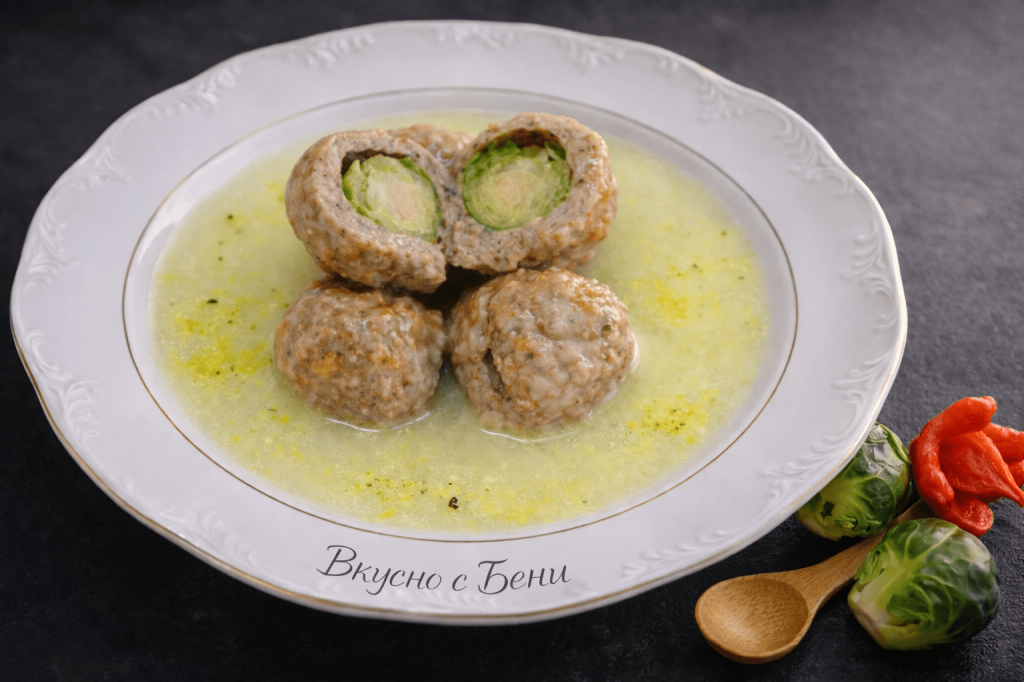 Кюфтета с брюкселско зеле в бял сос 🍽️
